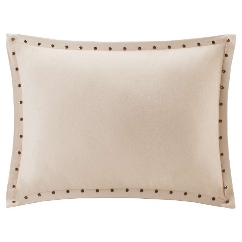 Tan Hayes Stud Trim Microsuede Oblong Throw Pillow 14 X20 Target
