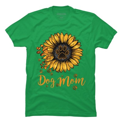 Men's Design By Humans Mother's Day Dog Mom Sunflower Paw By dodorindesign T-Shirt