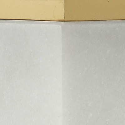 White Marble Table Lamp with Brass Accents and Linen Shade