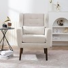 PAGED Modern Accent Chair, Teddy Fabric Arm Chair with High Back and Wooden Legs, Comfy Reading Chair for Bedroom, Living Room Furniture - 2 of 4