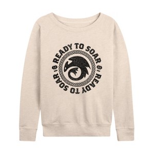 Women's - How to Train Your Dragon - Ready To Soar Lightweight French Terry Wide Neck Long Sleeve Shirt - 1 of 4
