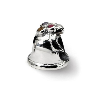 Black Bow Jewelry Sterling Silver and CZ Multicolor Festive Bell Bead Charm