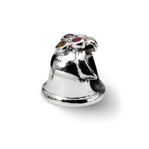 Black Bow Jewelry Sterling Silver and CZ Multicolor Festive Bell Bead Charm - 1 of 3