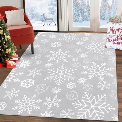 Christmas Rug Washable Solid Rug Runners for Hallways Non Slip Bathroom Rug Non Shedding Kitchen Rugs Xmas Holiday