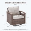 POCASSY Swivel Patio Chairs Swivel Rocker Set of 2, Dark Brown Hand-Brushed Arms 360° Swivel Outdoor Chairs with All Weather Brown Wicker & 4" Cushion - 4 of 4