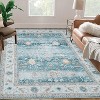 Vintage Area Rug for Living Room, Machine Washable, Non-Slip Low Pile Stain & Fade Resistant Distressed Accent Rug - 2 of 4