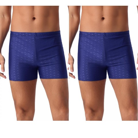 INSPIRE CHIC Men's Casual Summer Elastic Waist Swimming Training Swim Trunks 2 Packs 2 Blue 30