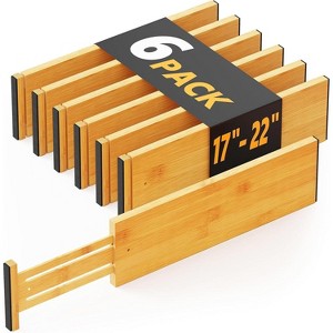 Set of 6 Bamboo Drawer Dividers , 4.65” High, Expandable Organizers for Clothing,Adjustable (17-22" Sizes) - SpaceAid® - 1 of 4
