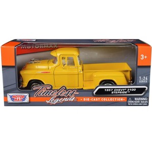 1957 Chevrolet 3100 Stepside Pickup Truck Yellow "Timeless Legends" Series 1/24 Diecast Model Car by Motormax - 1 of 3