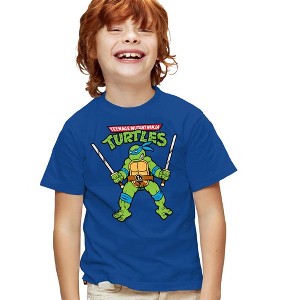 Teenage Mutant Ninja Turtles Retro Leo Youth T Shirt, Royal Blue - 1 of 4