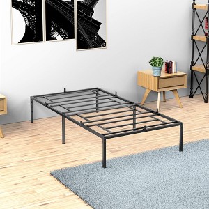 Twin/Full/Queen Metal Platform Bed, Sturdy Steel Slats, No Box Spring Needed, Large Storage, Noise, Free and Easy Assembly, Black - 1 of 4