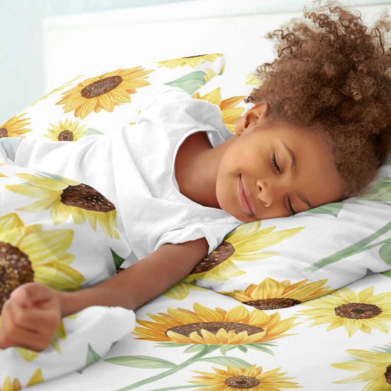 Sweet Jojo Designs Kids' Queen Sheet Set Sunflower Yellow Green and Brown 4pc, 3 of 5