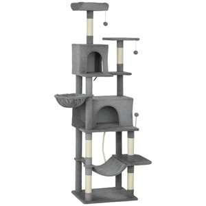 TopComfy Pet Tower Tall Multi Level Cat Climbing Tower with Scratching Surfaces and Elevated Perches for Active Cats, Gray, 19.69"*11.61"*24.8" - 1 of 4