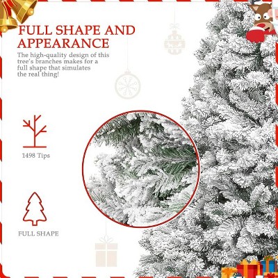 7.5 ft Snow Flocked White Spruce Christmas Tree with Lights