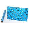 American Greetings 30" 25 sq ft Metallized Peanuts Snoopy Skiing on Blue Gift Wrap - 3 of 4