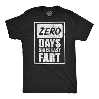 Mens Funny T Shirts Zero Days Since Last Fart Sarcastic Farting Graphic Novelty Tee For Men - Crazy Dog Men's T Shirt