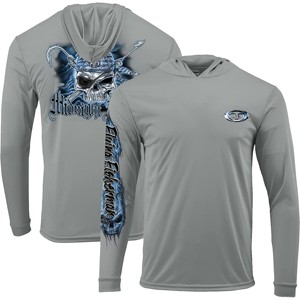 Flying Fisherman Pirate Skull Performance Pullover Hoodie - Gray - 1 of 2