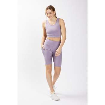Yogalicious Lux Crosstown High Waist Bike Shorts In Lily Pad