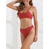 INSPIRE CHIC Women's Adjustable Spaghetti Straps Bikini Sets Ribbed High Waist Bottoms Swimwear Bathing Suits 2 Pieces - 2 of 4