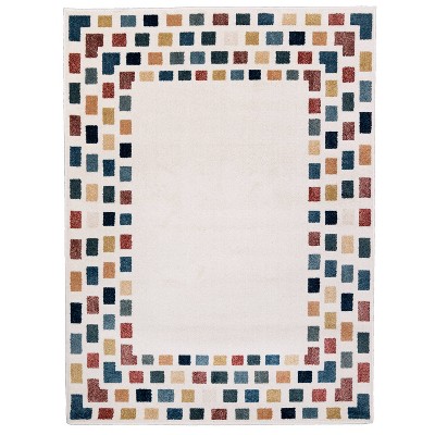 Orian Playroom Tile Border White Rug