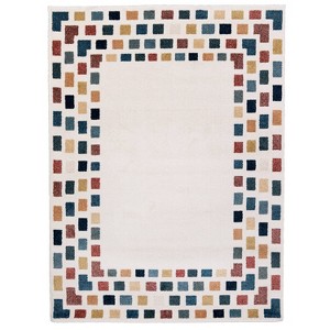 Orian Playroom Tile Border White Rug - 1 of 4