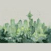 Men's Design By Humans Seattle Space Needle Watercolor By OlechkaDesign T-Shirt - 2 of 3