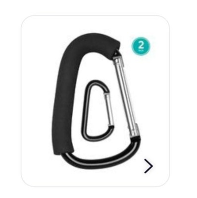 Belle 2 Pack Stroller Hooks - Large Carabiner Clips For Shopping