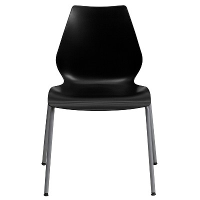 Hercules Series 770 lb. Black Polypropylene Stack Chair with Lumbar Support