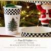 Spode Black & White Travel Mug, 8 oz - Porcelain Holiday Mug with Christmas Tree Motif & Checker Border - Dishwasher & Microwave Safe - 2 of 4
