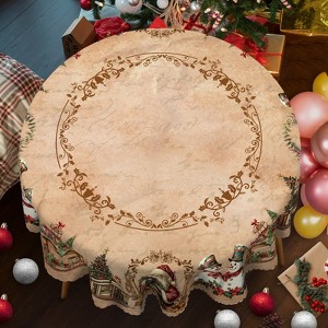 Christmas Tablecloth, Santa Claus and Christmas tree Stain-Resistant Table Cover for Dining Table Holiday Decor - 1 of 4