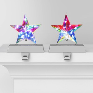 2pk Christmas Lit Iridescent Star Stocking Holder - Wondershop™ - 1 of 4
