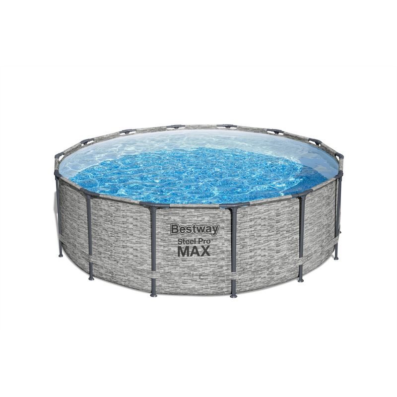 Bestway Steel Pro MAX Round Above Ground Swimming Pool Set with Metal Frame Filter Pump, Ladder, and Cover, 6 of 9