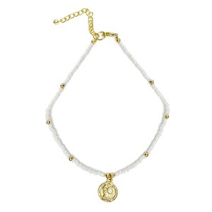 Slickblue 12" Glass Bead and Brass Necklace with 2" Extender - 3 Color Options - 1 of 2