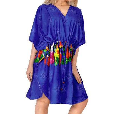 HAPPY BAY Women's House Daily Routine Evening Wear Vacation Casual Dailywear Holiday Loungewear Oversize Caftan Mini Casual Sundress 2X-3X Blue,