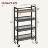 Kitchen Cart,4 Tier Slim Rolling Storage Cart  with Wheels,Mobile Skinny Shelf for Small Spaces-Brown - 2 of 3
