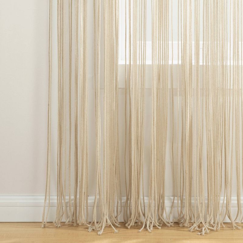 1pc 40&#34;x84&#34; Light Filtering Boho Macrame Tassel Curtain Panel Tan - Lush D&#233;cor, 5 of 9