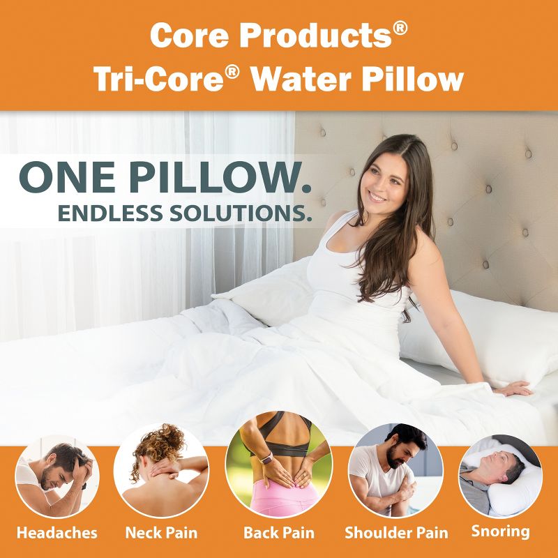 Core Products Tri-Core Water Pillow, Adjustable Cervical Support, 2 of 10