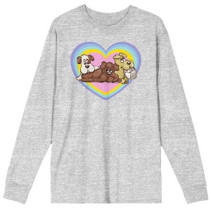 Pound Puppies TV Series Character Heart Adult Athletic Heather Crew Neck Long Sleeve Tee - 1 of 3