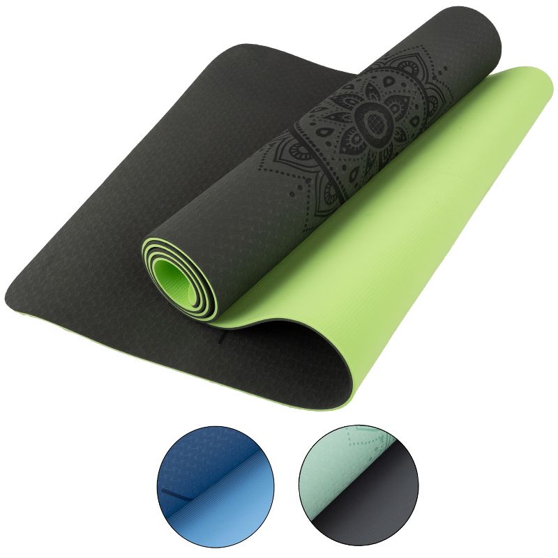 Wakeman Outdoors Yoga Mat with Alignment Marks - Lightweight Exercise Mat with Carry Strap for Home Workout or Travel, 3 of 9
