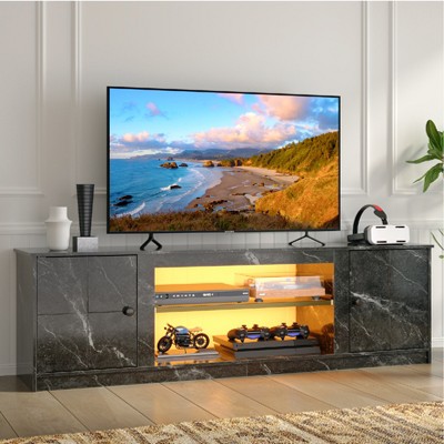 Pinmoco 63" LED TV Stand for TVs up to 70", Gaming Entertainment Center with Storage Cabinet and Adjustable Shelf