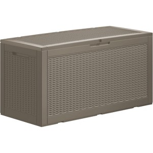 OBOKATA 100 Gallon lockable storage box, waterproof and UV resistant for outdoor mat storage, garden tool and swimming pool accessory storage, Grey - 1 of 4