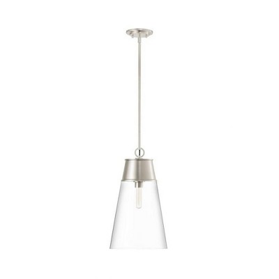 Wentworth Mini 1-Light Pendant in Brushed Nickel with Clear Glass