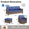 Patio Furniture Set, Outdoor Wicker Sofa Couch with Metal Armrest, Swivel Rocking Chairs, Ottomans, All-Weather Conversation Set for Garden - 3 of 4