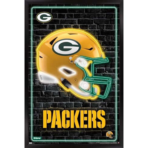 Trends International Nfl Green Bay Packers - Neon Helmet 23 Framed Wall  Poster Prints White Framed Version 22.375 X 34 : Target