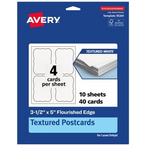 Avery Matte White Postcards, 3-1/2" x 5" Rectangle Flourished Edge - 1 of 4