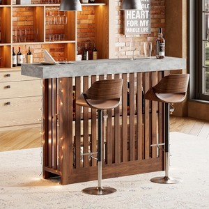 63" Long Bar Table - Counter Bar Height Pub Table with 2 Tier Storage Shelves, Modern Coffee Breakfast Bar Unit for Dining Room, Bistro, Living Room - 1 of 4