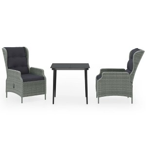vidaXL Patio Dining Set Outdoor Dining Set Table and Chair Set for Garden - Light Gray 3 Piece 31.5" Table Length - 1 of 4