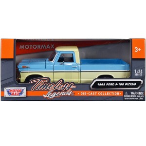 1969 Ford F-100 Pickup Truck Light Blue and Cream "Timeless Legends" Series 1/24 Diecast Model Car by Motormax - 1 of 3