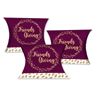 Big Dot of Happiness Elegant Thankful for Friends - Favor Gift Boxes - Friendsgiving Thanksgiving Party Petite Pillow Boxes - Set of 20