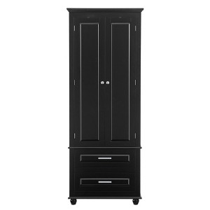 TiramisuBest Tall Storage Cabinet with Three Drawers for Bathroom/Office, Black - 1 of 4